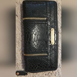 Michael Kors Black Embossed Wallet with Gold Details